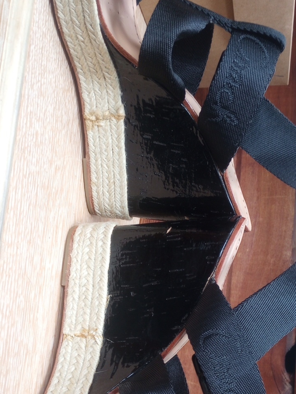 Coach Black Espadrille Wedge Sandals with Buckle Strap - Picture 8 of 8